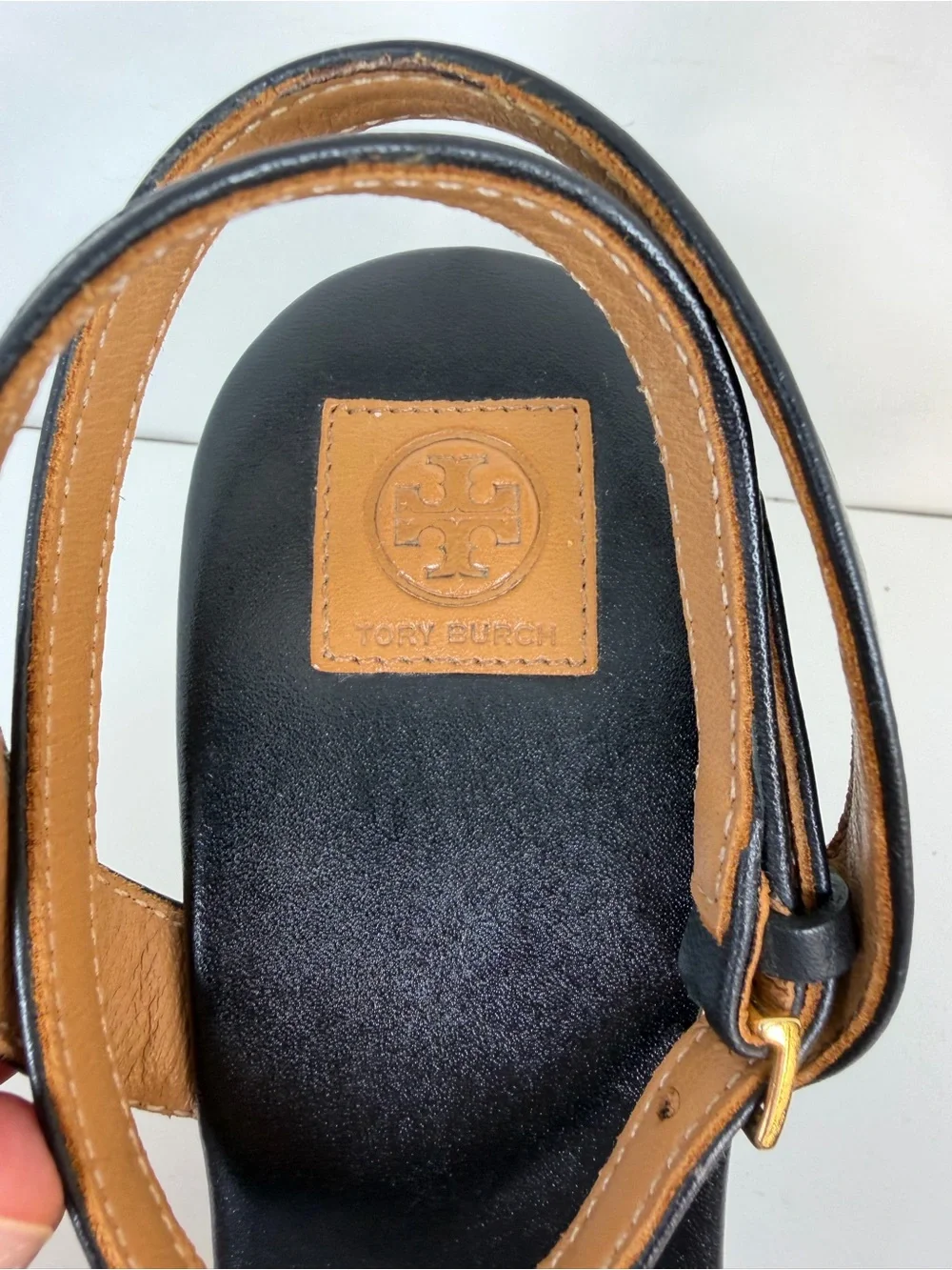 Tory Burch Black Ankle-Strap Wedge Sandals